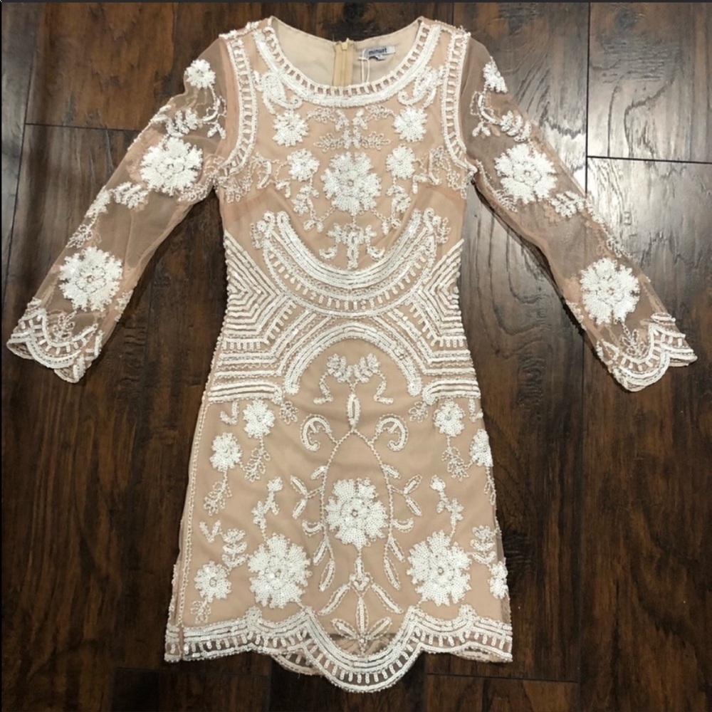 White sequin mesh dress